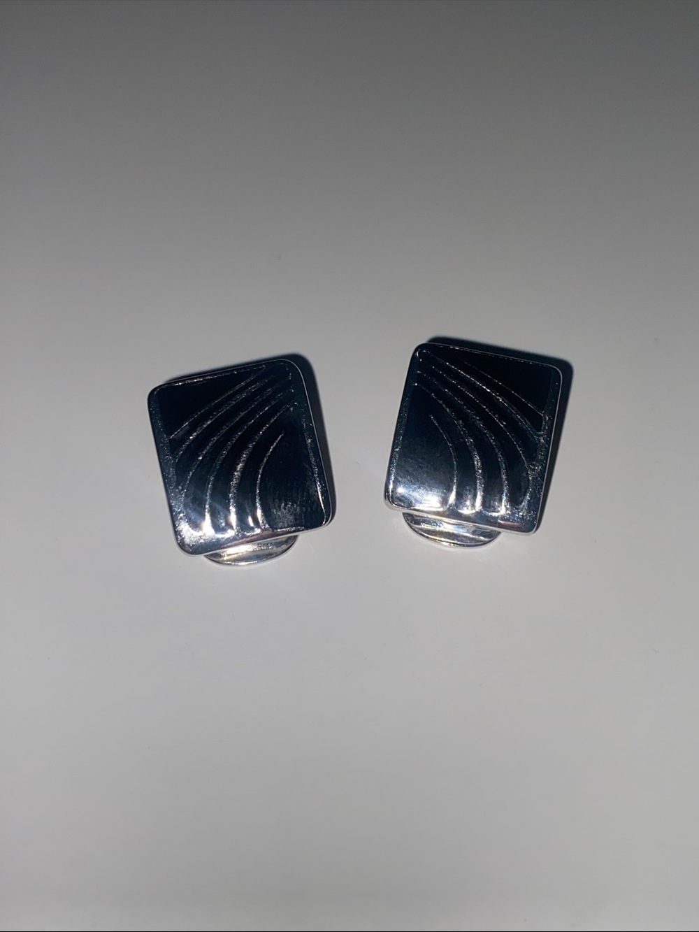 Silver Rectangular Wave Clip-On Earrings - Women Accessories